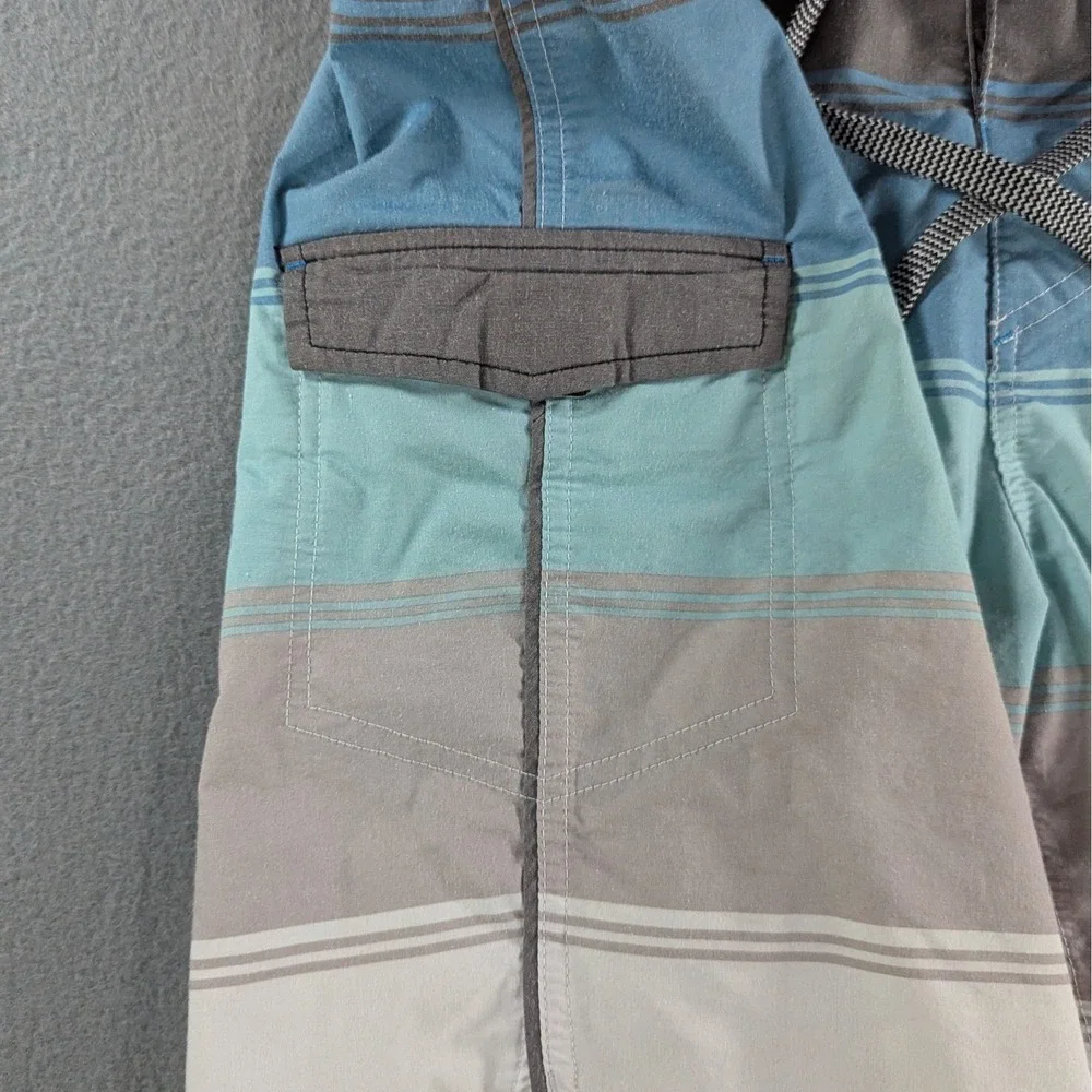 Goodfellow Mens Striped Board Shorts 34‎ Blue Gray White